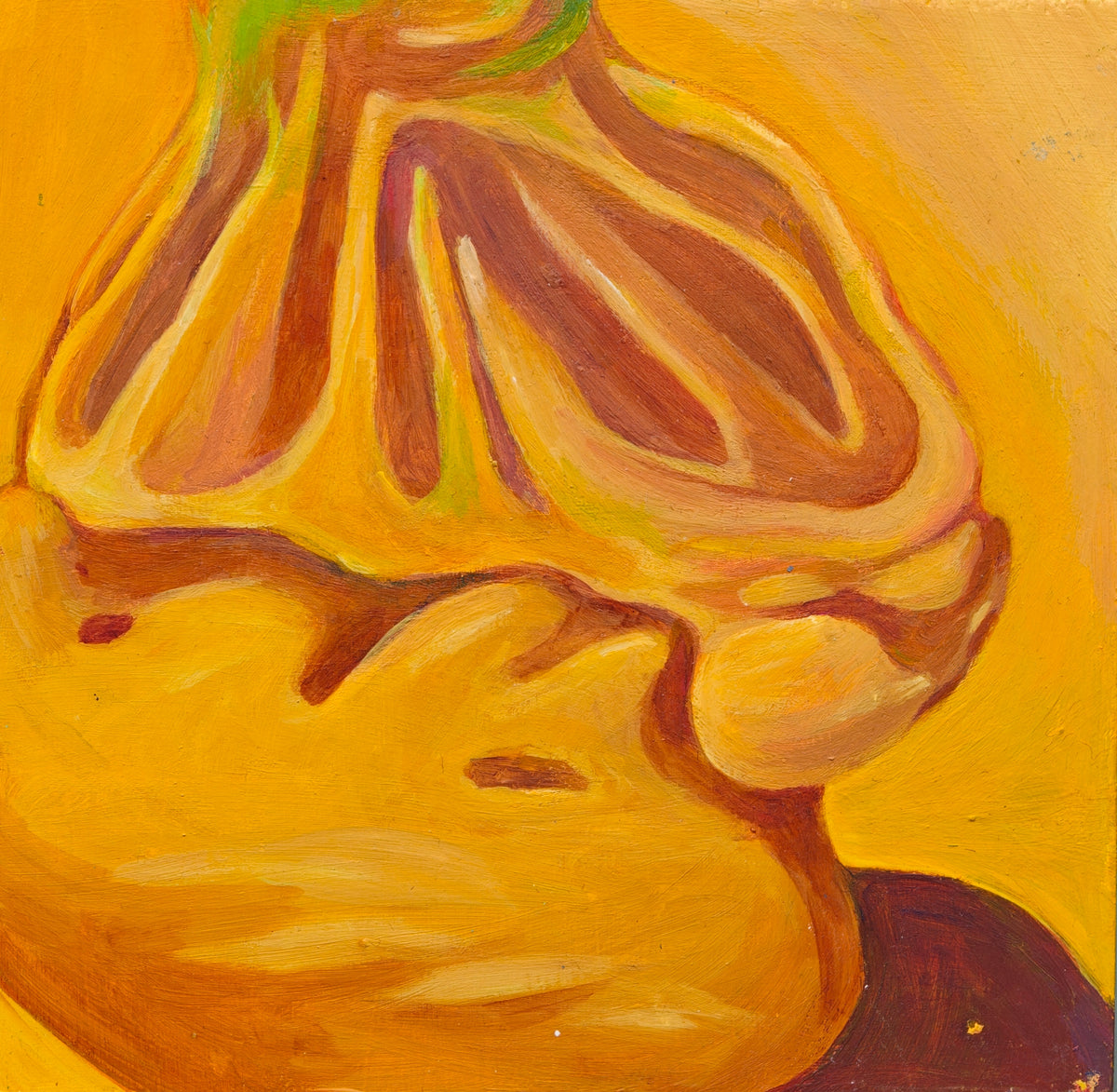 Untitled02 original orange and yellow biomorphic acrylic painting on canvas by Cheng Chang