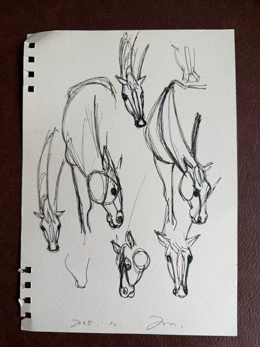 Sketch No. 06 original horse gesture and anatomy study on paper by Siyuan Tan