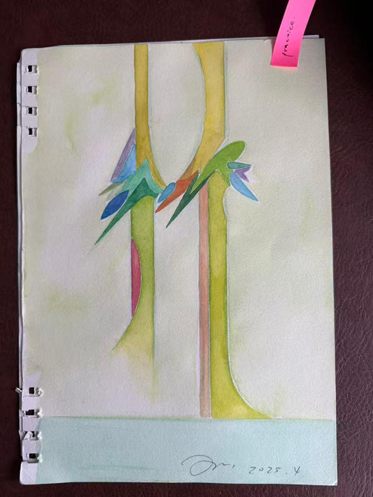Sketch Series II No. 02 original geometric abstract color study on paper by Siyuan Tan