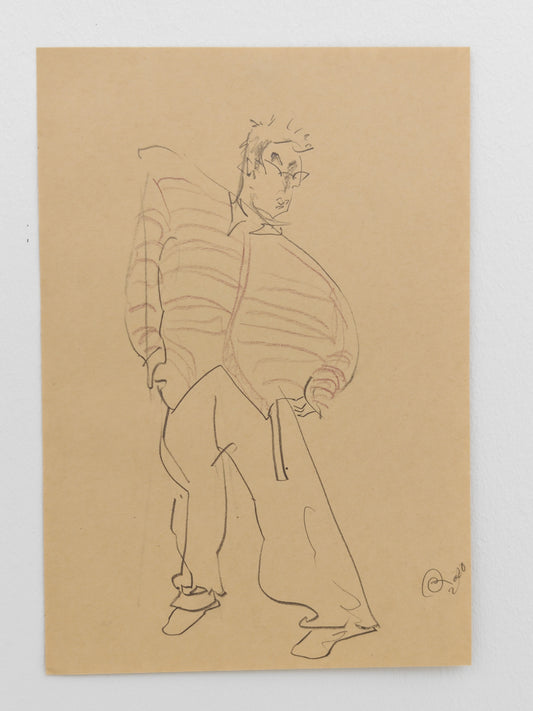 Can Portrait No. 02 original male figure sketch on paper by Zheng Hao