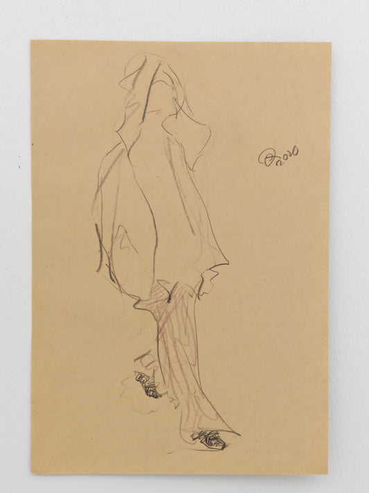 Can Portrait No. 06 original walking side-profile figure sketch on paper by Zheng Hao