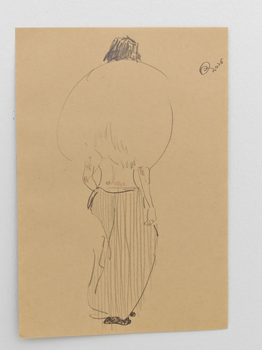 Can Portrait No. 07 original back-view figure sketch on paper by Zheng Hao