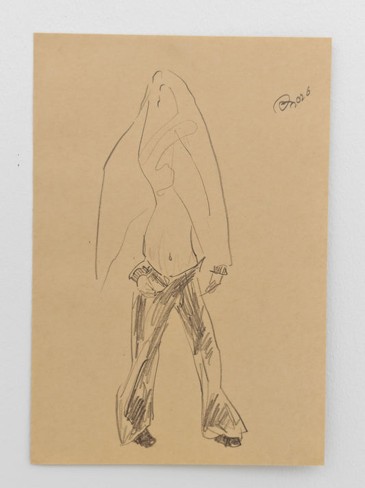 Can Portrait No. 08 original concealed-face figure sketch on paper by Zheng Hao