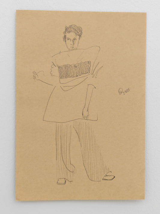 Can Portrait No. 11 original musician-like figure sketch on paper by Zheng Hao