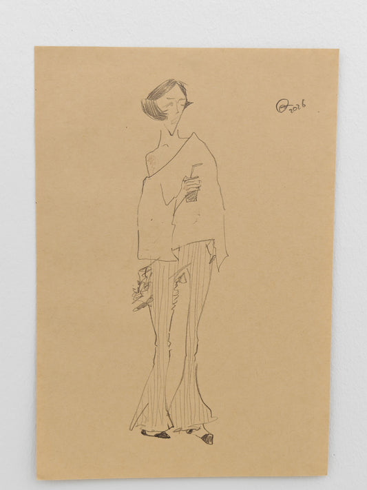 Can Portrait No. 13 original female fashion figure sketch on paper by Zheng Hao