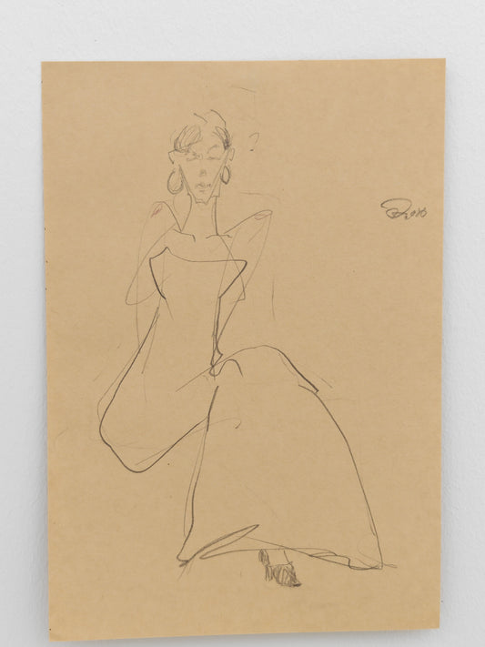 Can Portrait No. 14 original female fashion figure sketch on paper by Zheng Hao