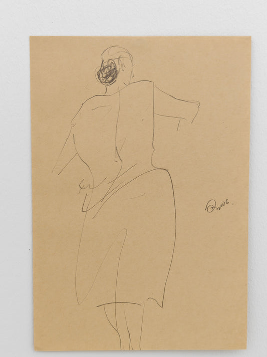 Can Portrait No. 15 original obscured-face figure sketch on paper by Zheng Hao