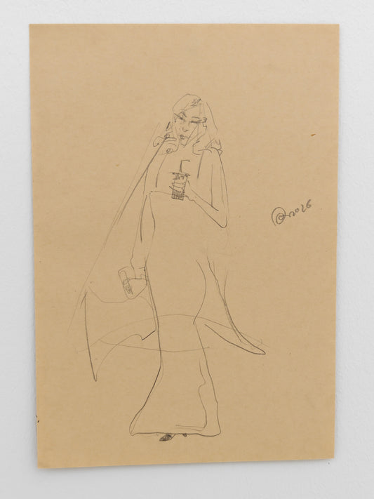 Can Portrait No. 18 original urban female figure sketch on paper by Zheng Hao