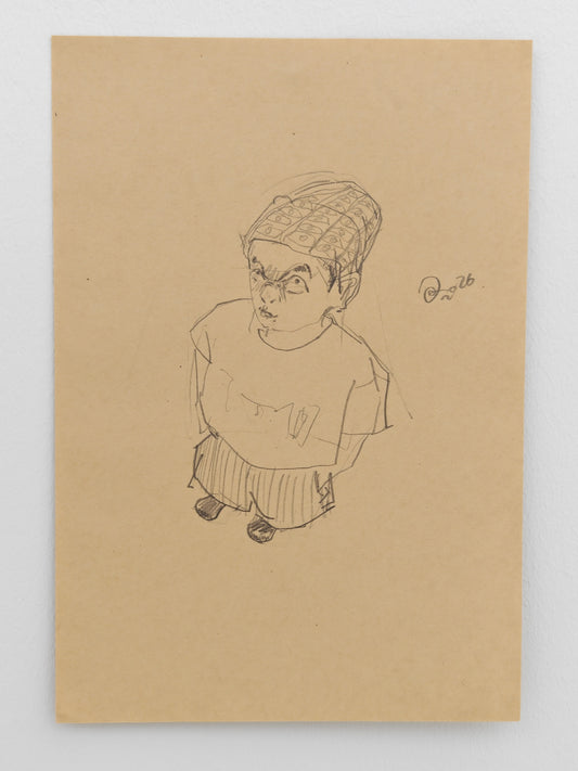 Can Portrait No. 19 original top-view figure sketch on paper by Zheng Hao