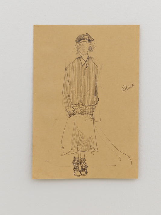 Can Portrait No. 26 original layered fashion figure sketch with striped clothing by Zheng Hao