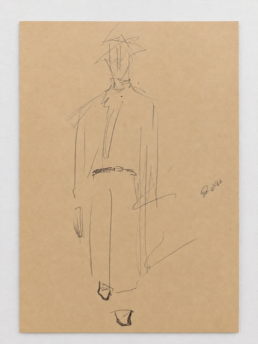 Can Portrait No. 28 original minimalist anonymous figure sketch on paper by Zheng Hao