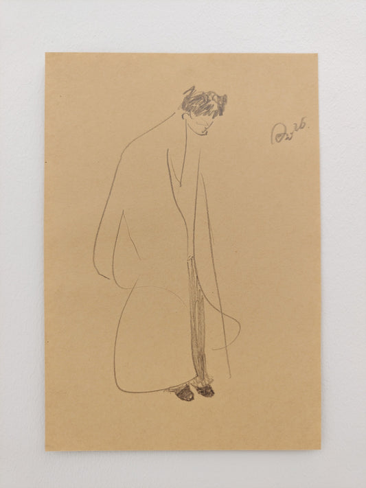 Can Portrait No. 30 original oversized cocoon-like figure sketch on paper by Zheng Hao
