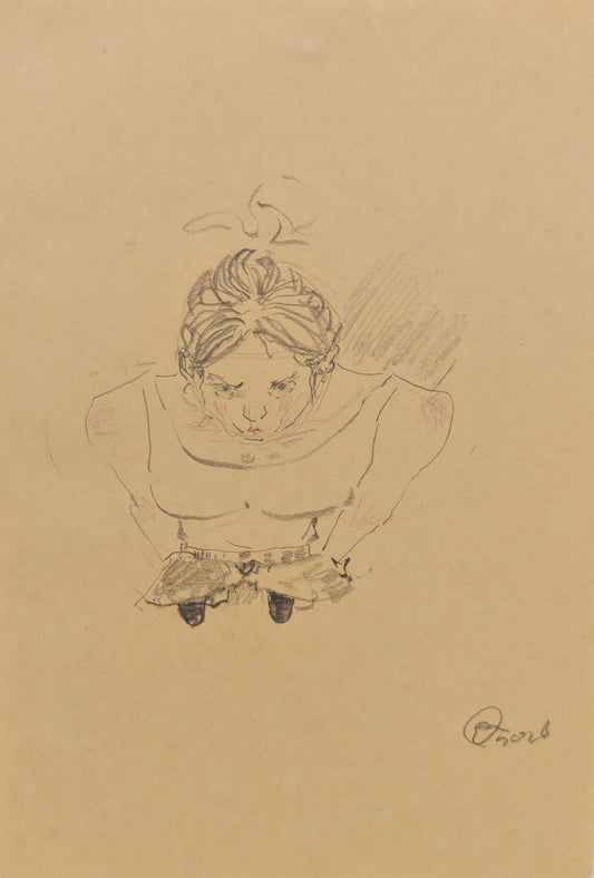 Can Portrait No. 36 original bird’s-eye view figure sketch on paper by Zheng Hao